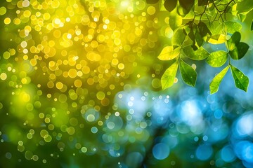 Canvas Print - Lush Greenery with Bokeh Effect in Vibrant Colors