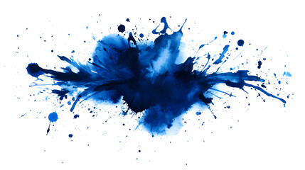 Wall Mural - Abstract blue splash watercolor on white background, blue ink watercolor splash texture, blue ink stain, blue ink splatter, banner. Ink Blot. Illustration