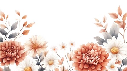 Wall Mural - A flowery border with a white background