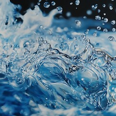 Wall Mural - A dynamic splash of water with droplets, capturing the essence of fluid motion and clarity.