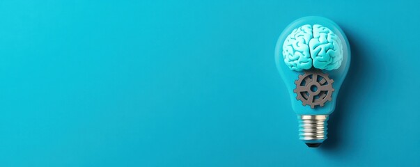 Wall Mural - a creative concept blending a light bulb and brain symbolizing innovation, ideas, and intelligence o