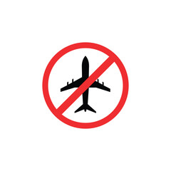 Fototapete - simple flight canceled icon with red ban. flat style trend modern minimal logo graphic art design element isolated on white background. concept of