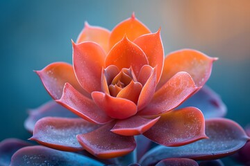 Canvas Print - Stunning Succulent Blooming in Vibrant Orange and Pink Hues