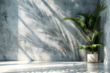 Canvas Print - Serene Indoor Space with Lush Greenery and Textured Walls