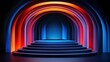 © Watercolor_Kawaii - An artistic stage with colorful arches and steps, illuminated by vibrant lights, creating a stunning visual effect.