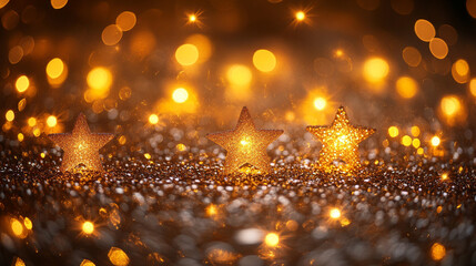 Lights on gold with star bokeh background