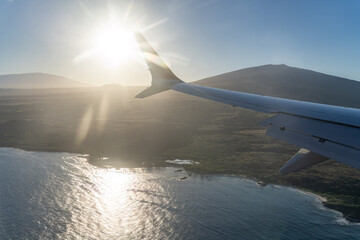 Photos of Big island / Hawaii island,  taken from an airplane, aerial photography.  Hualālai Shield volcano