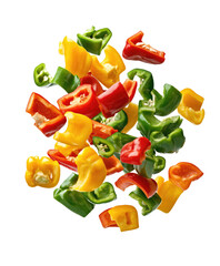 Bell pepper slices cut flying TRANSPARENT PNG