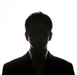 © SKIMP Art - Silhouette of a man, front view, against a white background, with no face visible Generative AI