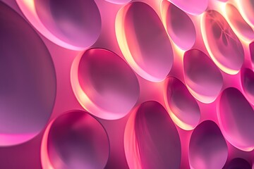 Poster - Vibrant Abstract Design with Glossy Spheres in Shades of Pink and Purple