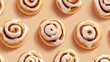 © JP STUDIO LAB - Seamless pattern of cinnamon rolls with icing drizzled on a light brown background, creating a warm, comforting dessert vibe