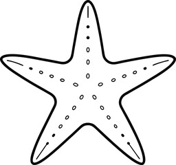 starfish outline doodle drawing, isolated on white background. starfish outline vector art. line art