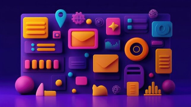 3D vector illustration of a digital chat interface, with vibrant colors and interactive elements, highlighting modern communication methods.