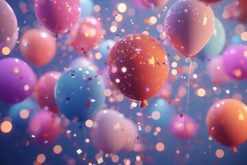Poster - Colorful balloons drifting through the sky, great for celebrations and parties