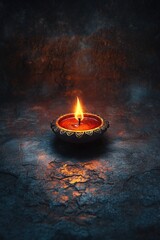 Poster - A single lit candle sits on a dark surface, providing a warm glow