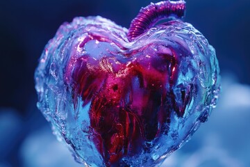 Canvas Print - A heart shaped ice sculpture on a stick