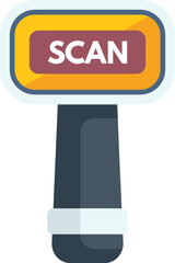 Poster - Hand scanner scanning bar code with yellow screen on white background