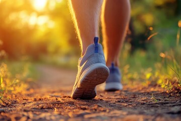 Poster - A person walking on a trail, possibly hiking or exploring nature