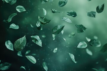 Poster - A bunch of green leaves suspended in mid-air