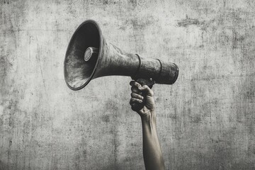 Aufkleber - A person holds a megaphone in their hand, ready to amplify their voice