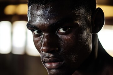 Poster - Close-up shot of a person wearing a black face mask, great for illustrations and designs