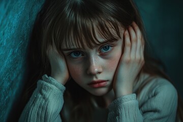 Sticker - A young girl is standing against a wall, looking relaxed and casual