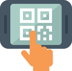 Poster - Person is using their finger to scan a qr code on their smartphone