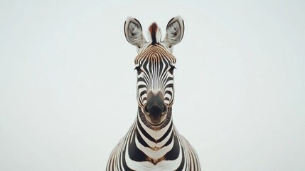 Aufkleber - A close-up shot of a zebra's face on a white background, great for wildlife or pattern designs