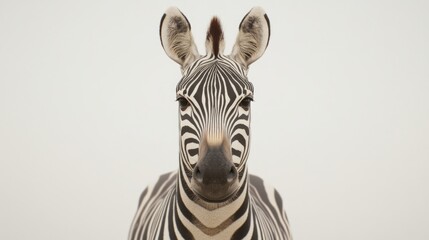 Aufkleber - A single zebra stands out against a pure white background, perfect for graphic design or animal-themed projects