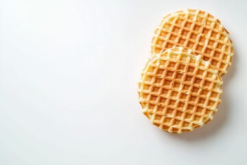 Poster - Two golden brown waffles on a clean white surface