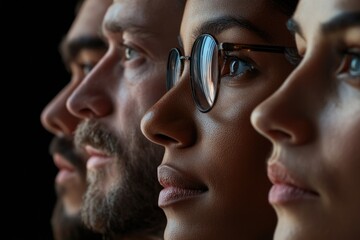 Poster - A close-up shot of a group of people wearing glasses, highlighting their individuality and unique features