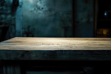 Poster - A simple wooden table with a blurred background