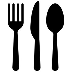 Wall Mural - cutlery or flatware consisting of a knife fork and spoon for meal solid or glyph icon