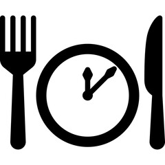 Sticker - lunch symbol for luncheonette or lunchroom and food time solid or glyph icon