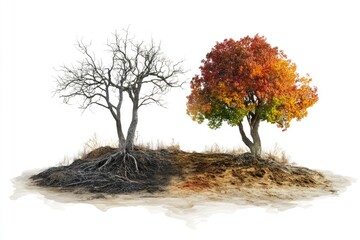 Poster - Trees sit atop a pile of dirt, offering a unique perspective