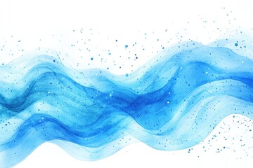 Aufkleber - A beautiful watercolor painting of a blue wave on a white background, perfect for use in designs related to calmness, serenity, and ocean-inspired themes