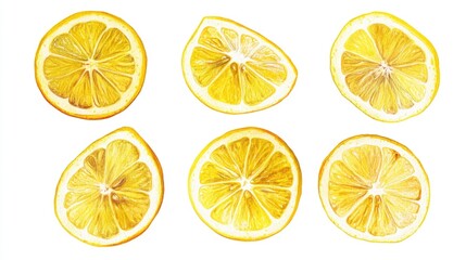 Canvas Print - Fresh lemon slices arranged on a clean white surface, perfect for food styling and photography