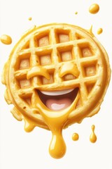 Poster - A delicious waffle topped with a smiley face design, perfect for food photography or social media posts