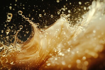 Poster - A close-up shot of a wave of water with visible bubbles