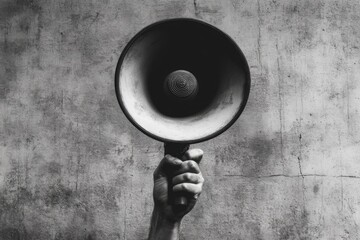 Poster - A person holds a megaphone in their hand, ready to speak or amplify sound