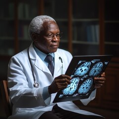 Aufkleber - A medical professional views an X-ray, providing insight into the human body's internal structure