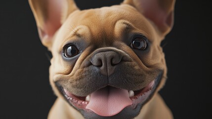 Canvas Print - A close-up shot of a dog's face with its tongue hanging out, perfect for use in illustrations or as a standalone image