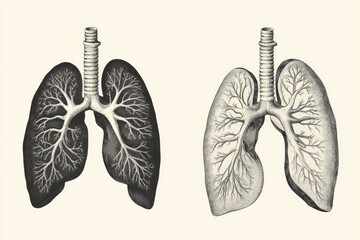 Aufkleber - Anatomical depiction of two human lungs