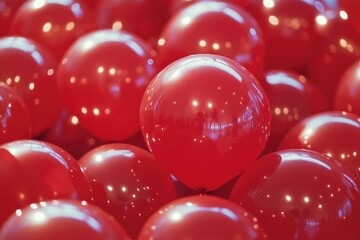 Poster - A cluster of bright red balloons drifting through the atmosphere, perfect for celebrations or decorative use