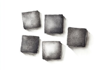 Poster - Four clear ice cubes sitting on a white surface, great for backgrounds or still life compositions