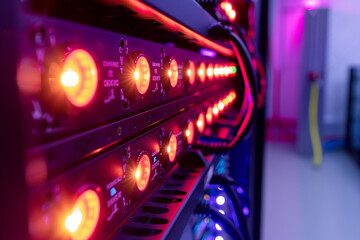 Poster - A row of computer servers with lights on them