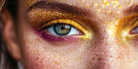 Poster - Close-up of a person with sparkly eyes, perfect for beauty or fashion concepts