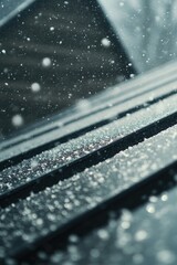 Poster - A close-up shot of a rainy window with water droplets and rain streaks