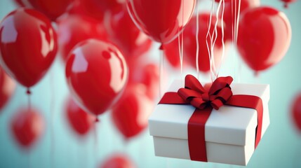 Poster - A beautifully wrapped gift box with a red ribbon tied around it, perfect for special occasions or as a decorative item