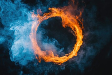 Poster - A ring of flames and smoke on a dark, mysterious backdrop